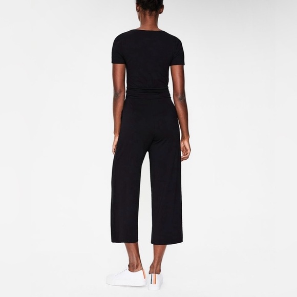 Boden Ellen Jersey Knit Wide Leg‎ Cropped Jumpsuit Black Women’s Size 4 - Picture 4 of 13
